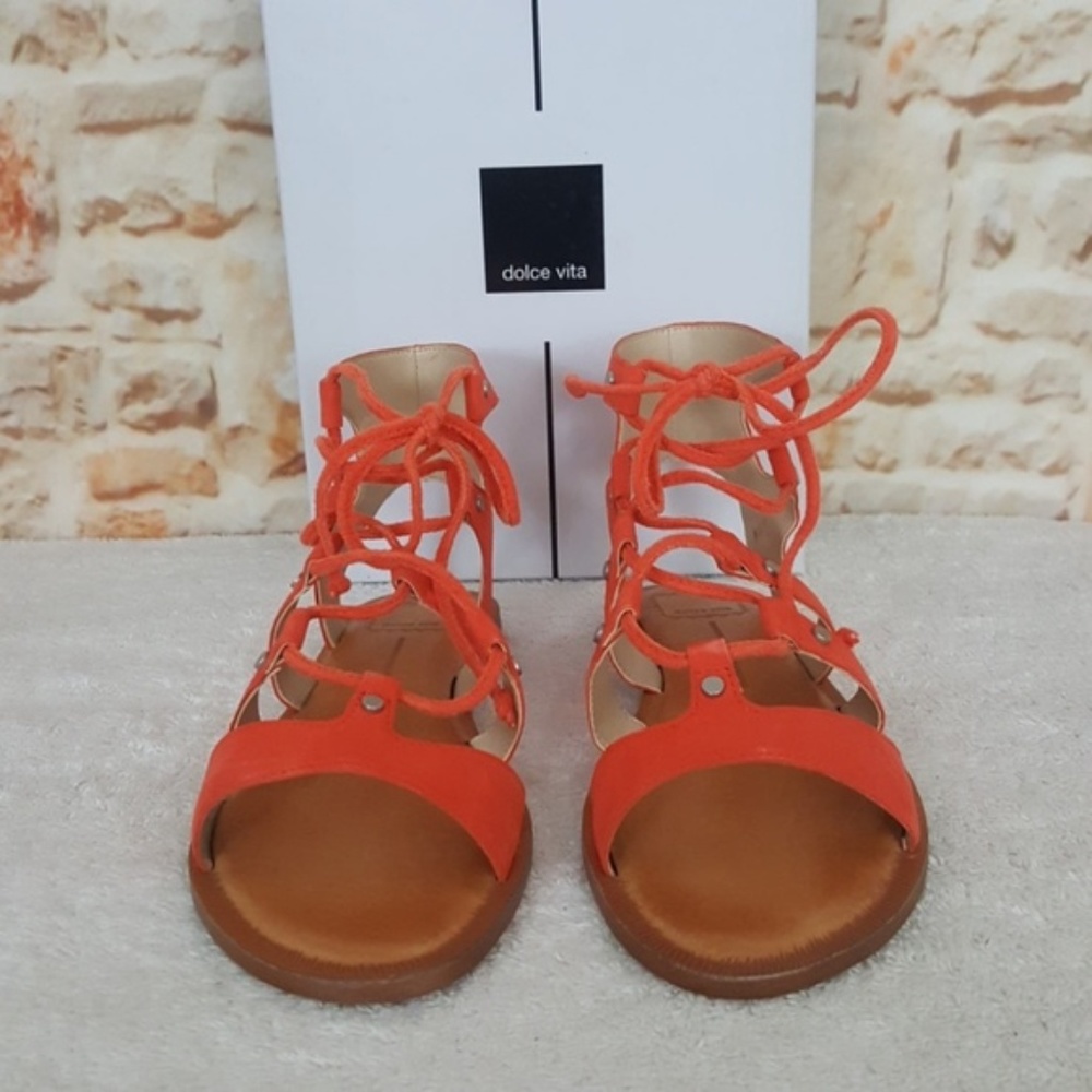 New Dolce Vita Leather Jasmyn Gladiator Sandals - Picture 3 of 6